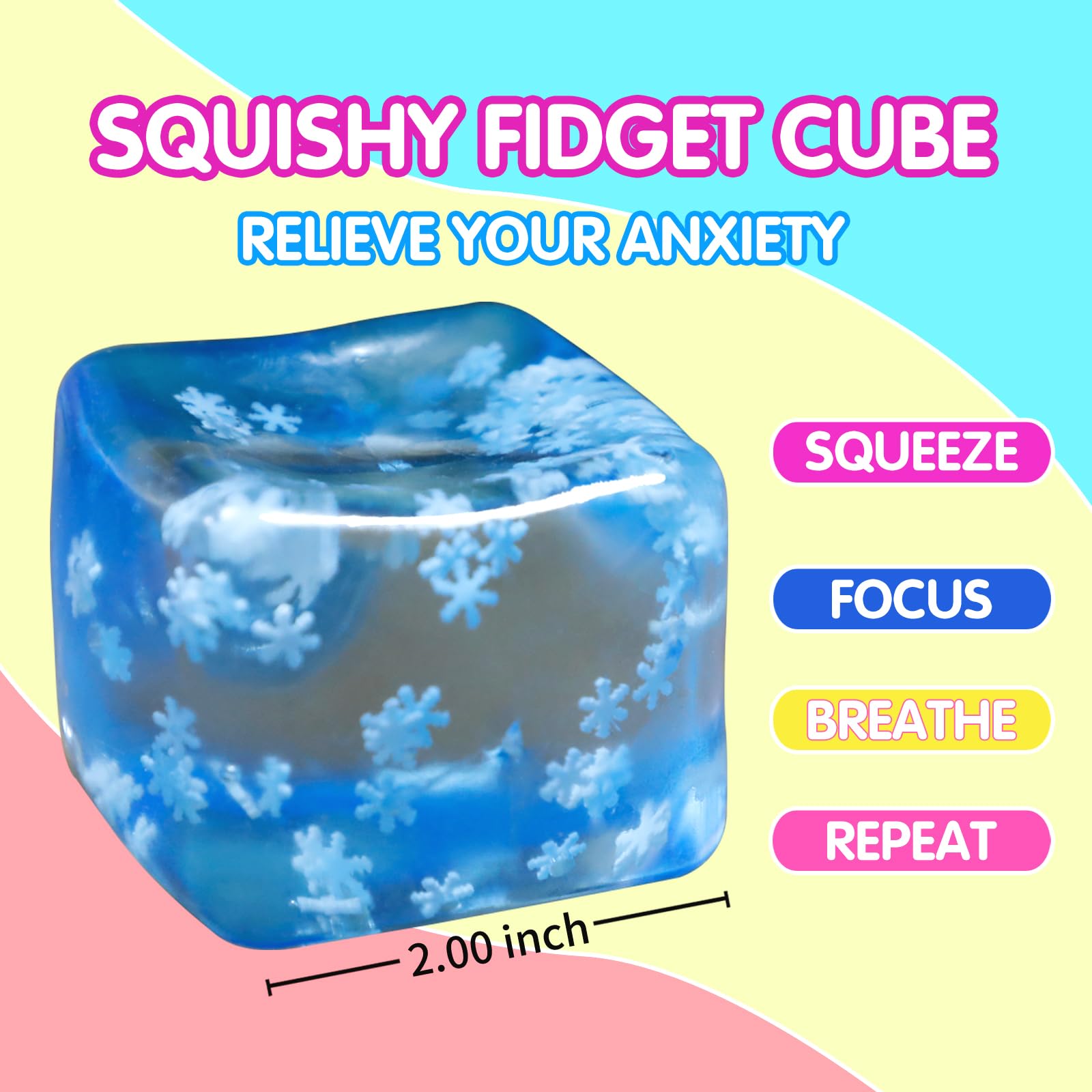 Siwarm stress cube 4-pack slow-rise demo illustrating calming squish breaks