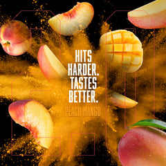Six Star Pre-Workout Explosion Peach Mango label closeup with nutrition details.