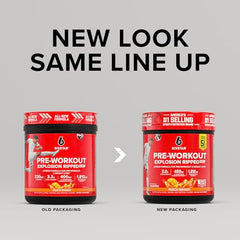 Six Star Pre-Workout Explosion Peach Mango scoop ready to mix for energy.