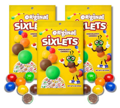 Sixlets candies decorate desserts or toppings, adding color and crunch to treats.