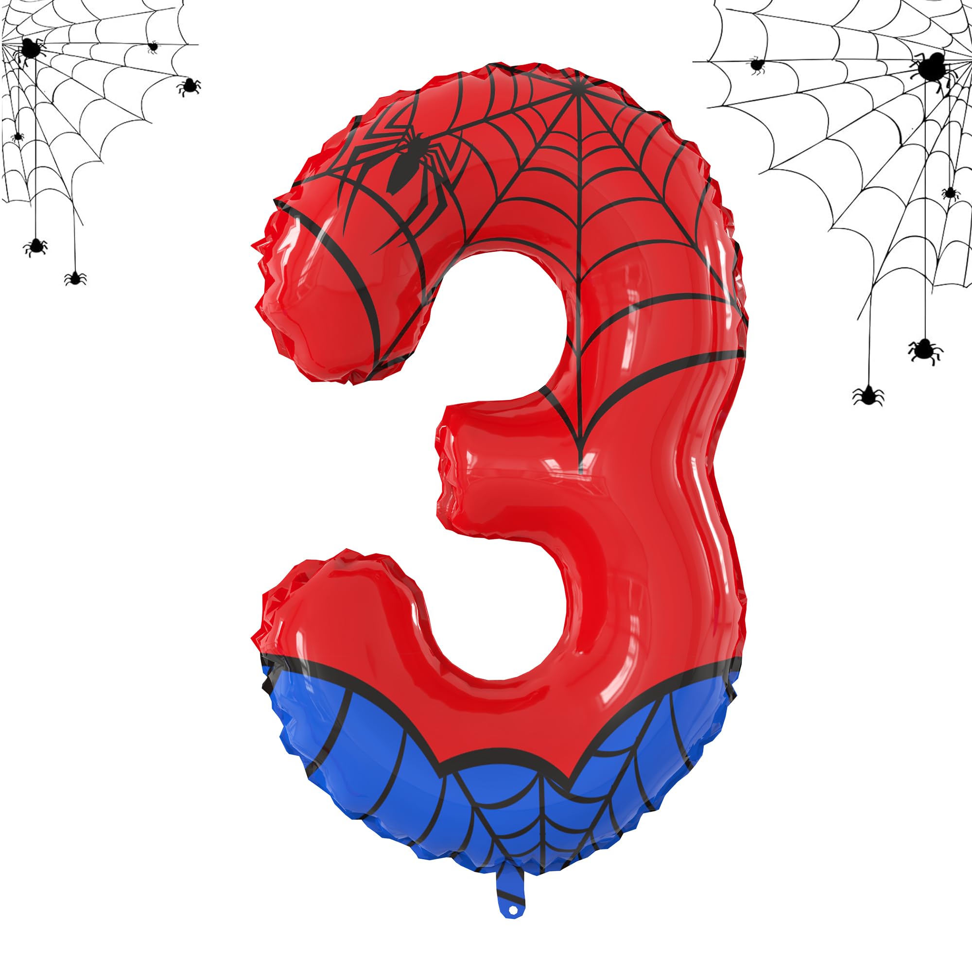 SIXONEAIEN giant spider-themed 40-inch number balloon 3 for striking birthday decor.