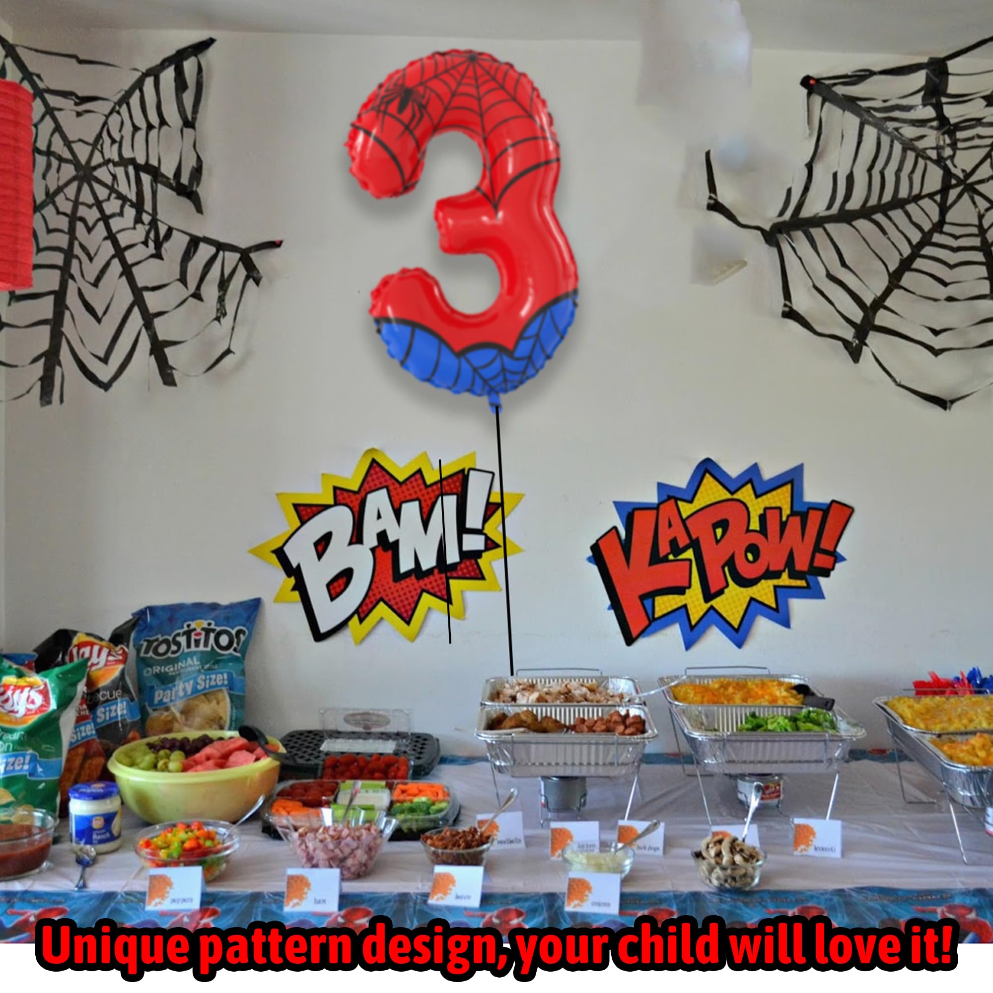 SIXONEAIEN spider-themed balloon 3 enhances party decorations and photo moments.