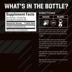 Six Star Creatine powder 60 servings container highlights value.