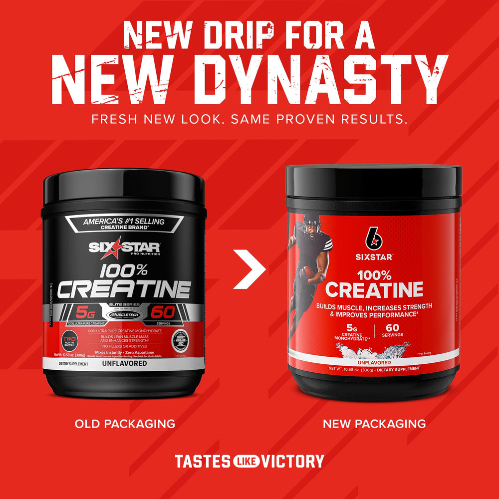 Six Star Creatine powder in water glass shows tasteless blend.