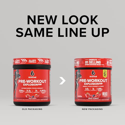 Six Star Pre-Workout Explosion 2.0 scoop pouring into glass shows ready-to-use dose.