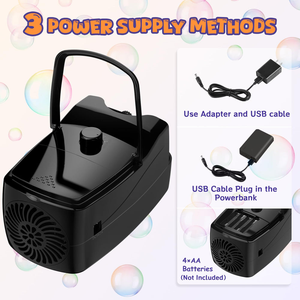 Sizonjoy bubble machine powered by USB or batteries.