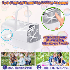 Sizonjoy Bubble Machine with six wands in action creating dense bubble streams.