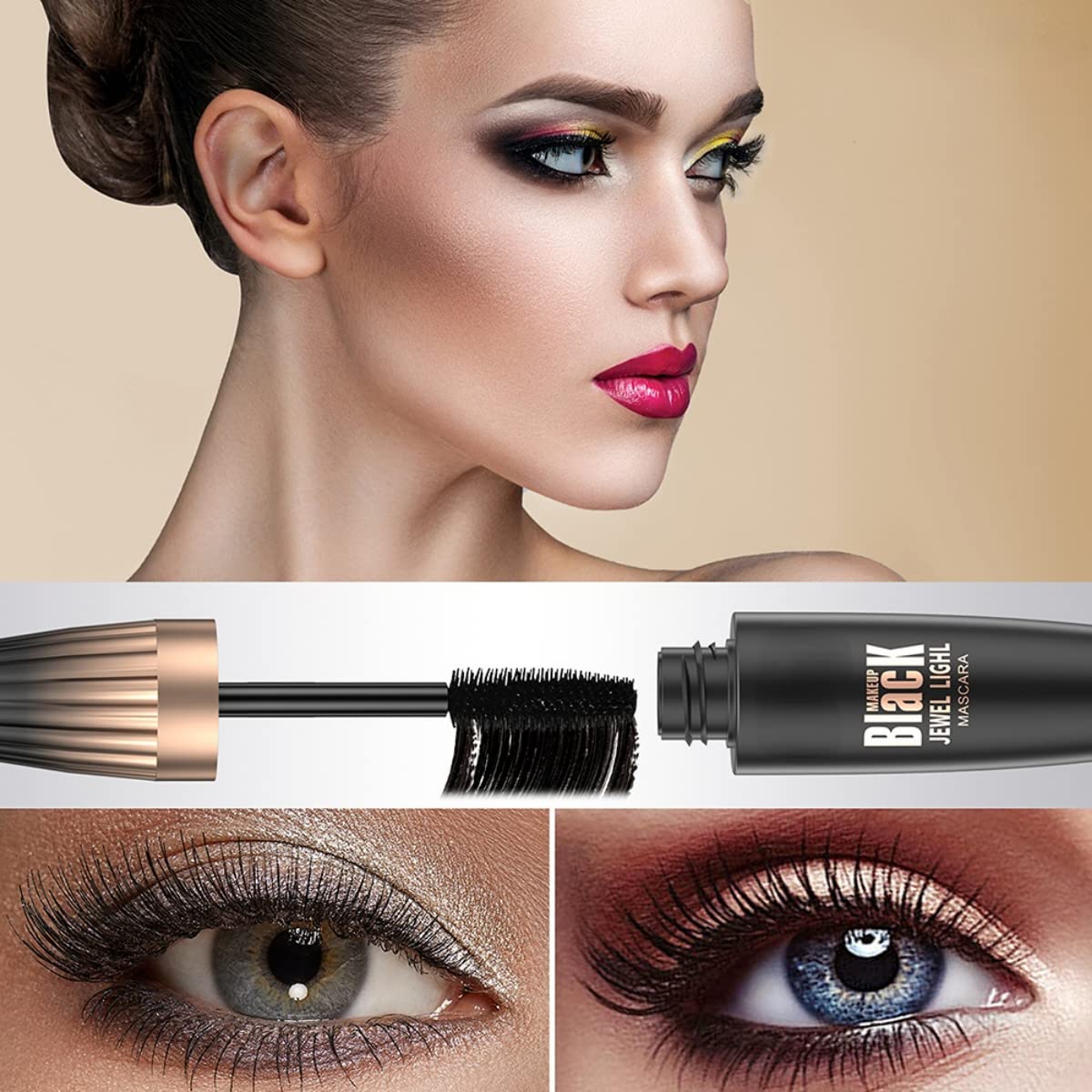 SJXYOYDS My Amazing Lash Mascara eyelash swatches demonstrating length and volume potential.