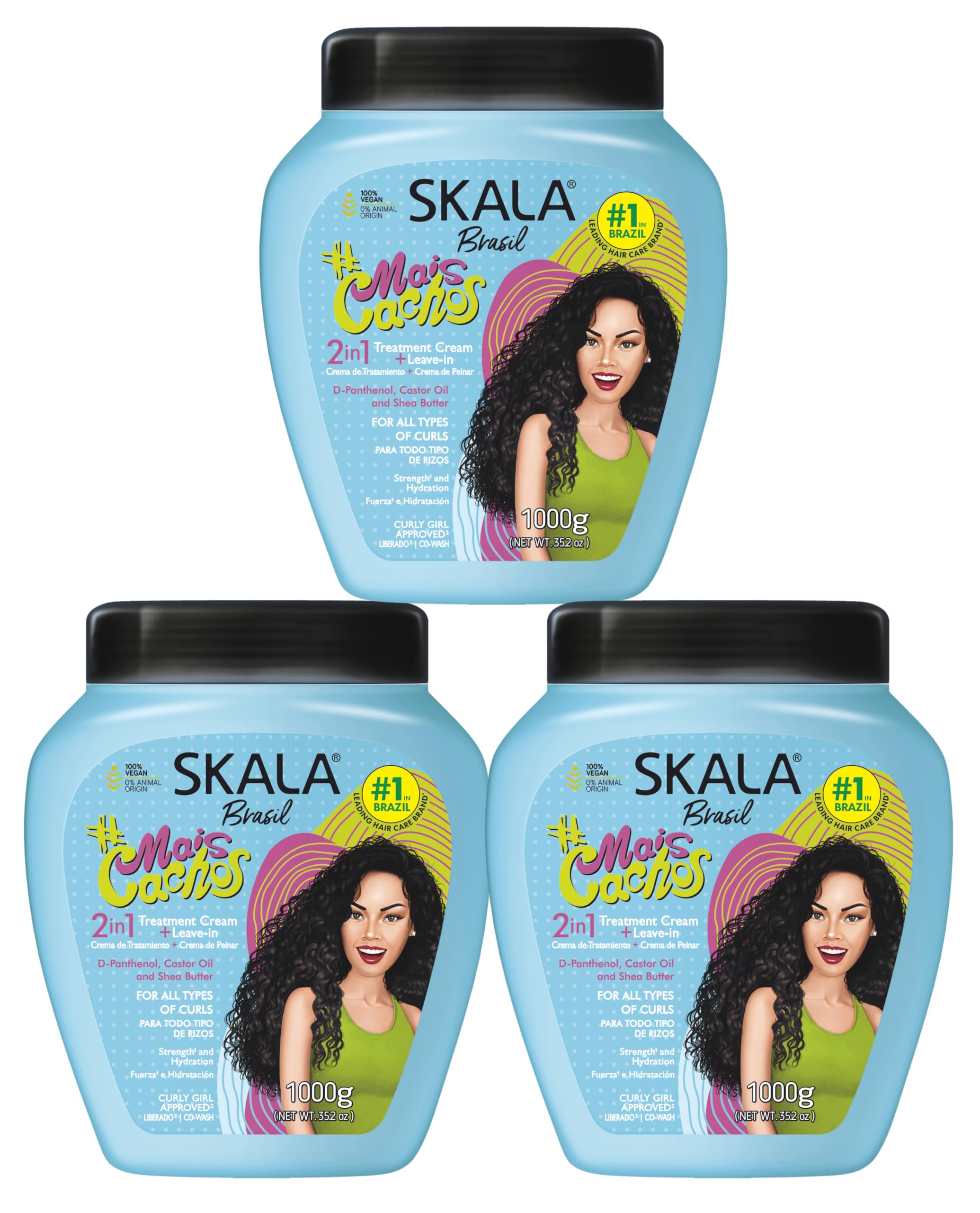SKALA Curls Hydrates bottle poured, showcasing 2-in-1 conditioning for soft, defined curls