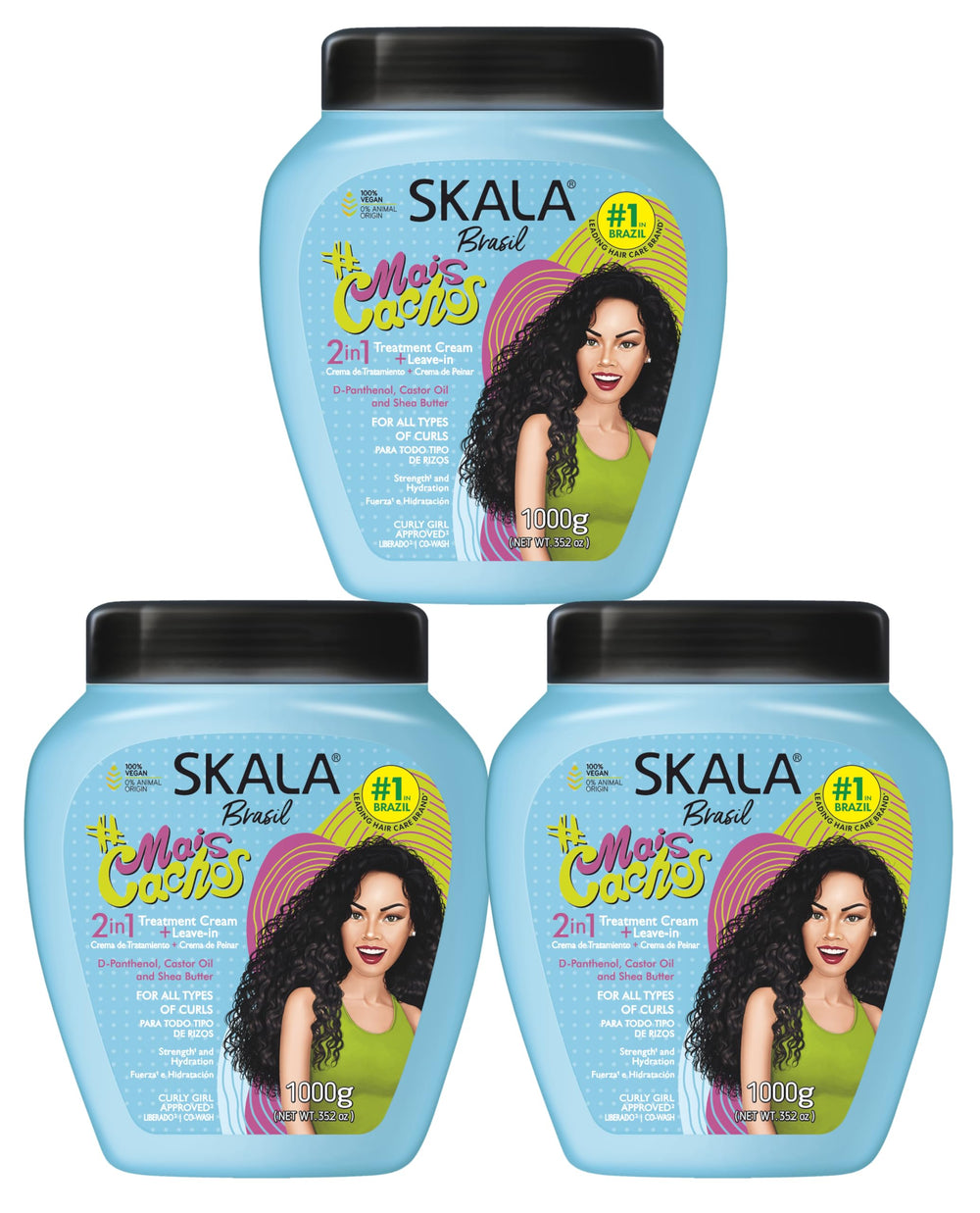 SKALA Curls Hydrates bottle poured, showcasing 2-in-1 conditioning for soft, defined curls