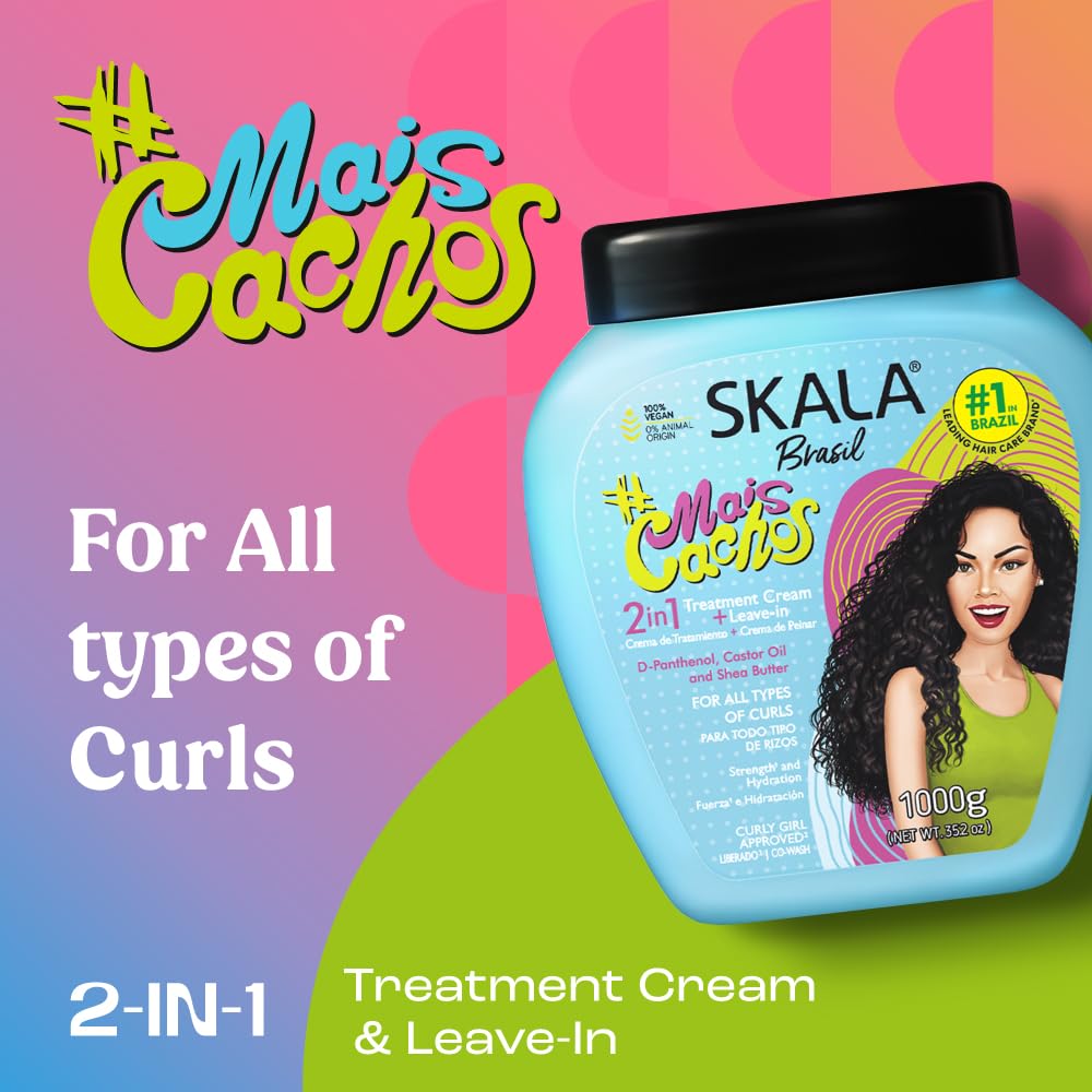 Close-up of creamy texture, SKALA 2-in-1 cream, for frizz control and curl definition