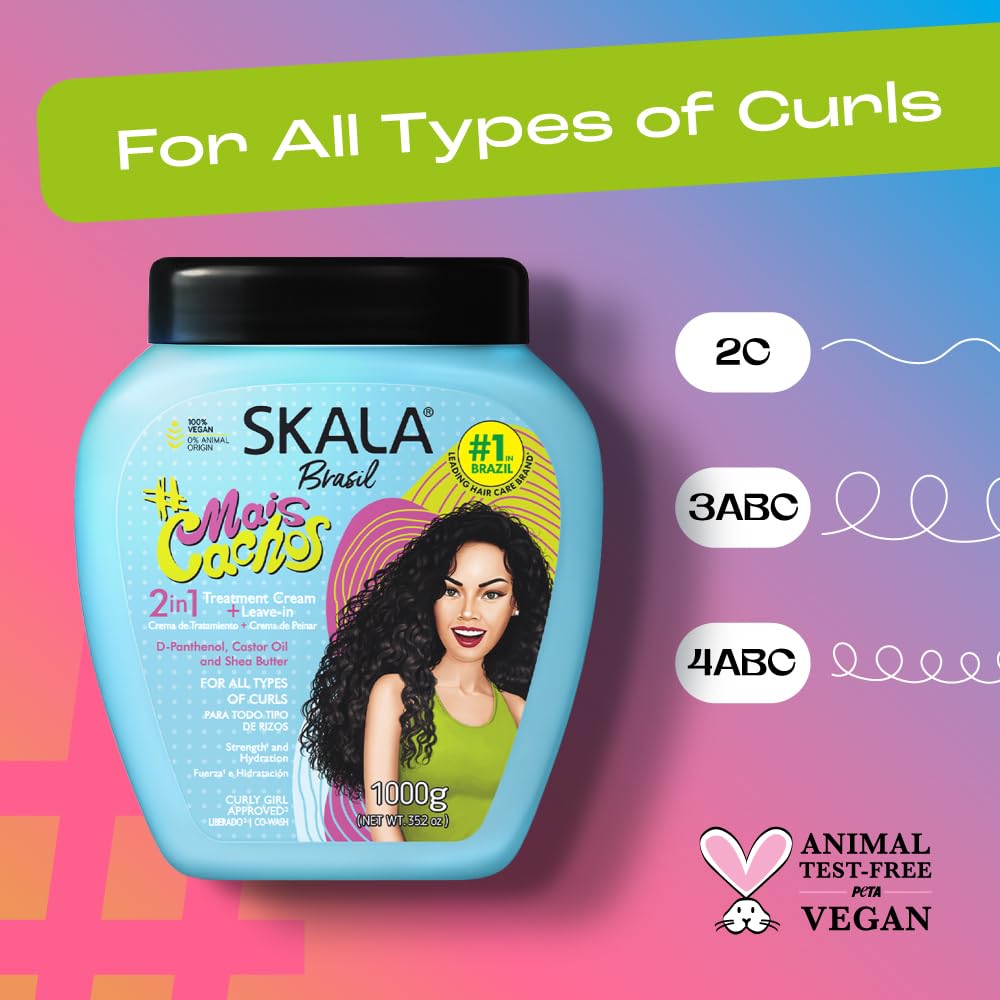 Before-and-after styling scene, defined spirals thanks to the 2-in-1 formula