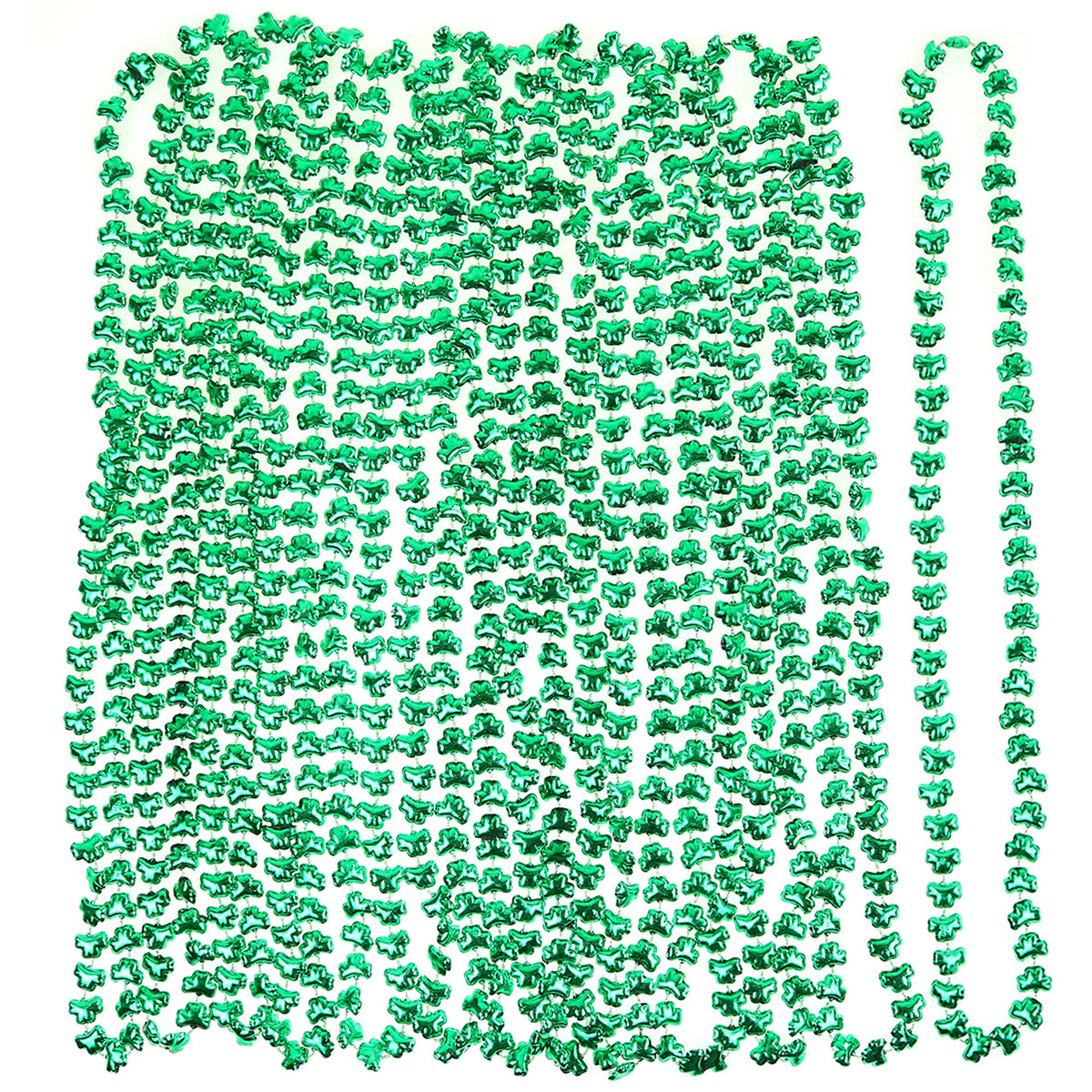 Skeleteen green shamrock beads necklace for St. Patrick's Day, perfect as a costume accessory.