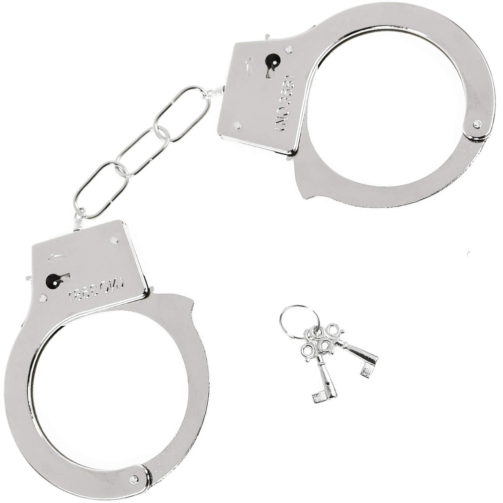 Skeleteen metal handcuffs with keys prop for authentic costume cosplay