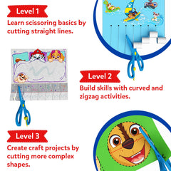 Two child-safe scissors included with Skillmatics kit for safe cutting.