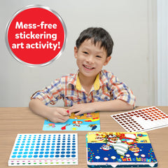 Paw Patrol sticker sheets on vibrant canvases ready for color and creativity.