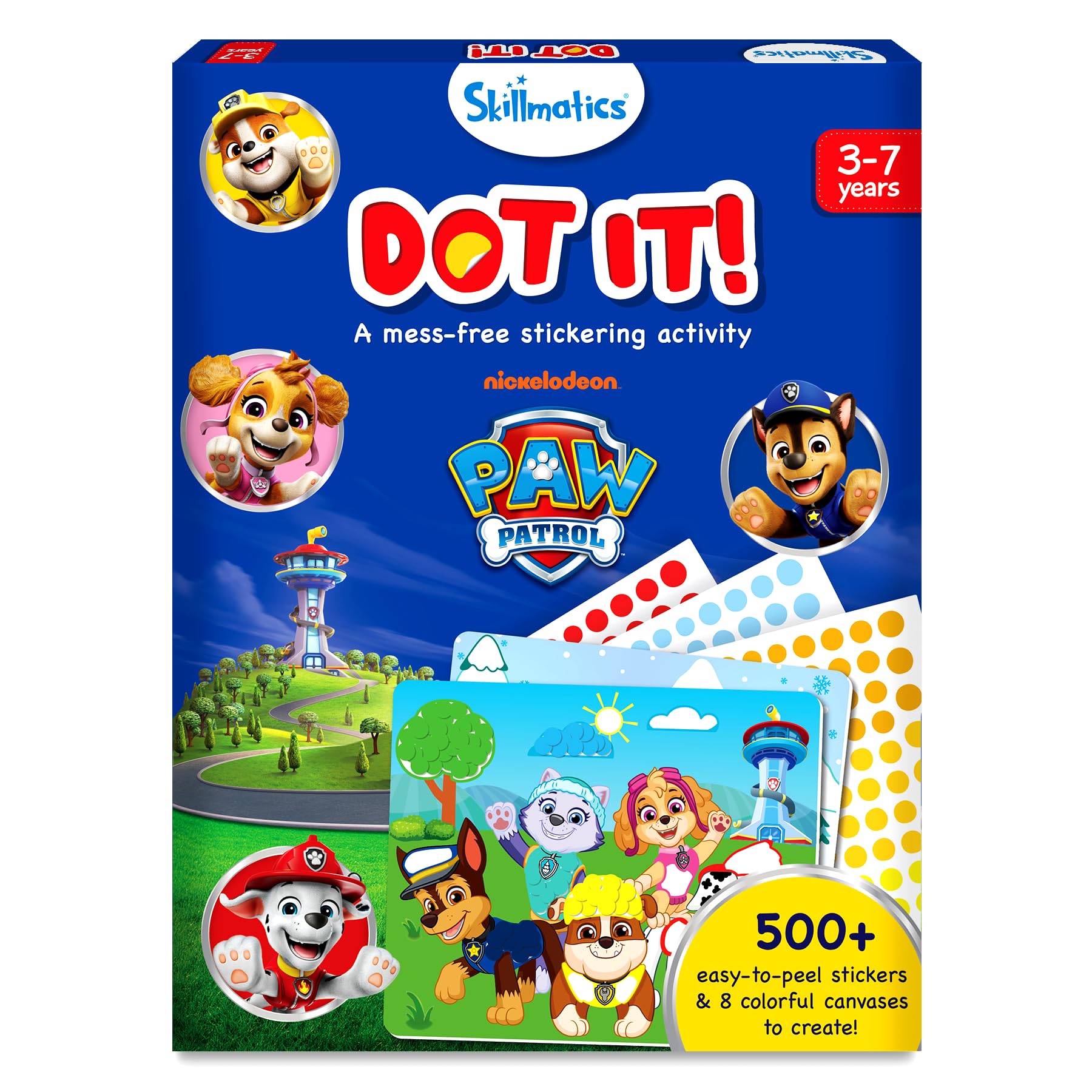 Skillmatics Dot It Sticker Art Paw Patrol stickers and canvases spark imaginative play.