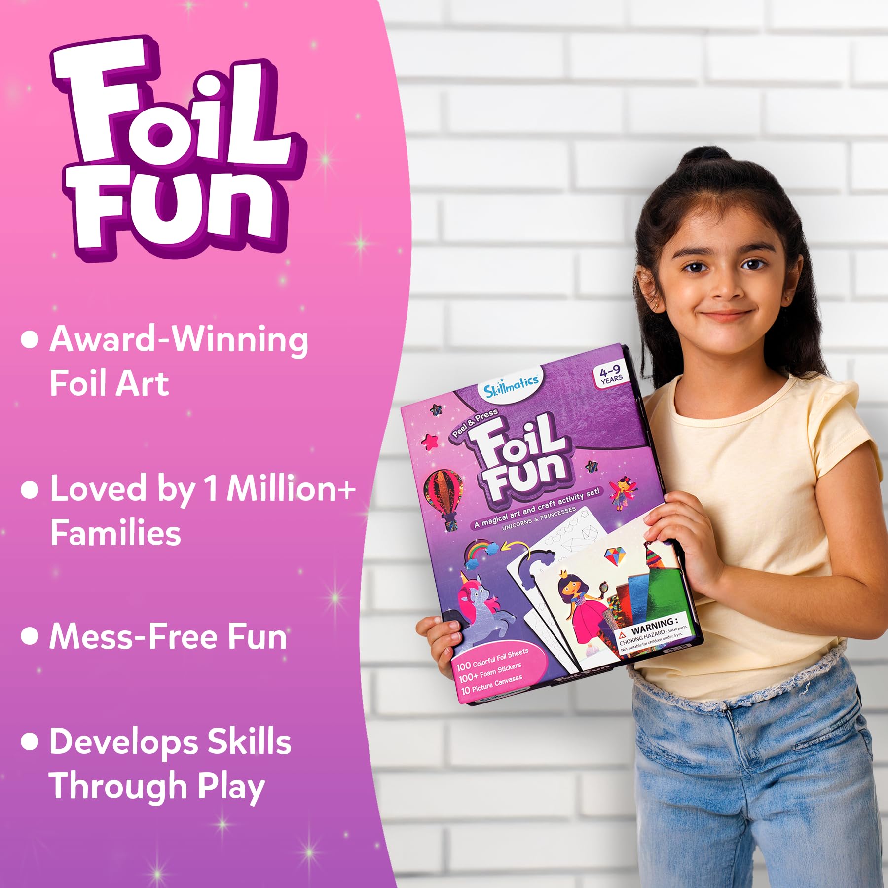Skillmatics Foil Fun foam stickers for colorful scenes.