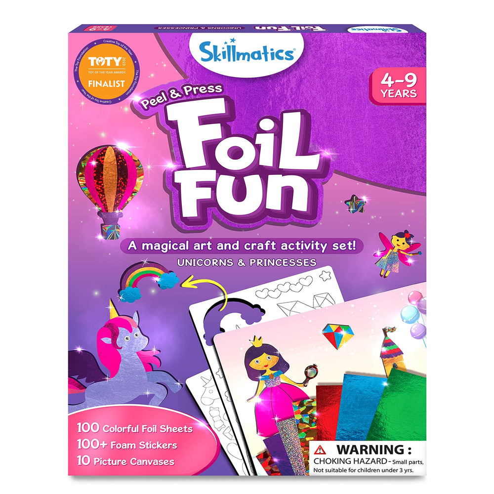 Skillmatics Foil Fun foil sheets for sparkly, mess-free art.