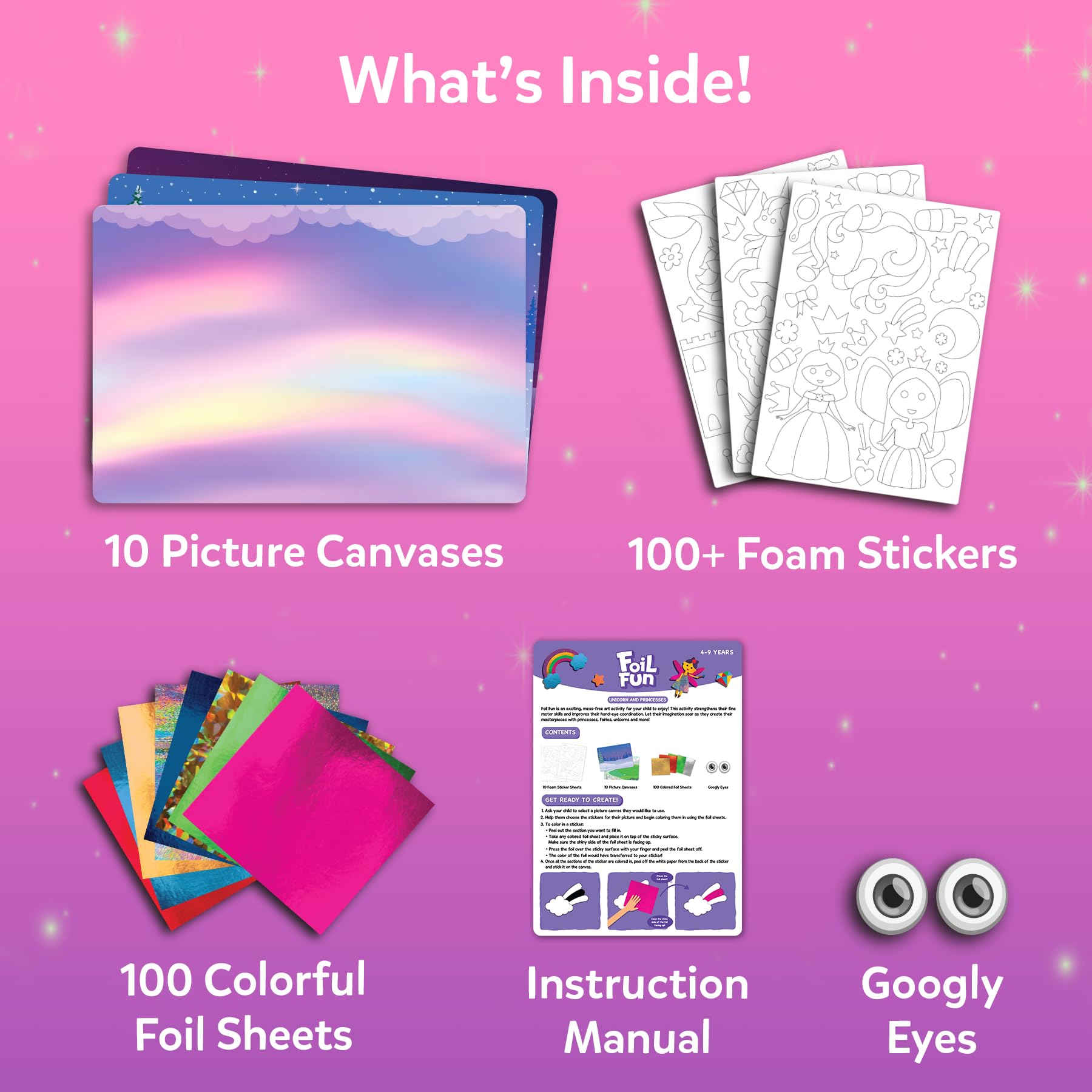 Skillmatics Foil Fun picture canvases for imaginative pictures.