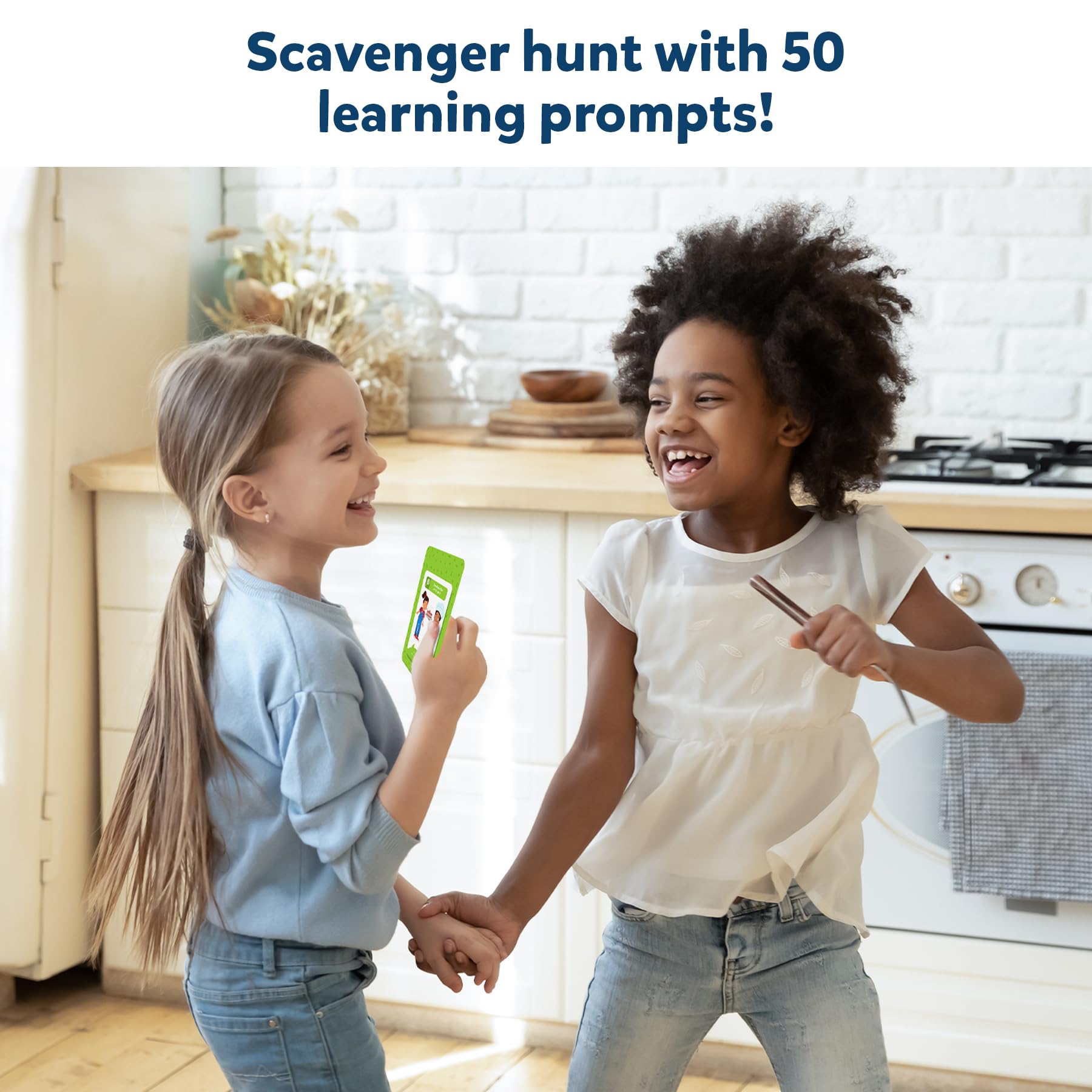 Skillmatics Found It! kids playing indoors encourages active learning and family bonding.