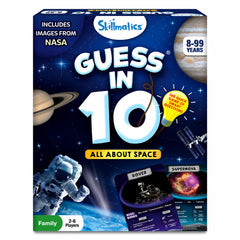Skillmatics Guess in 10 NASA Space card, vivid imagery spurring curiosity about space.