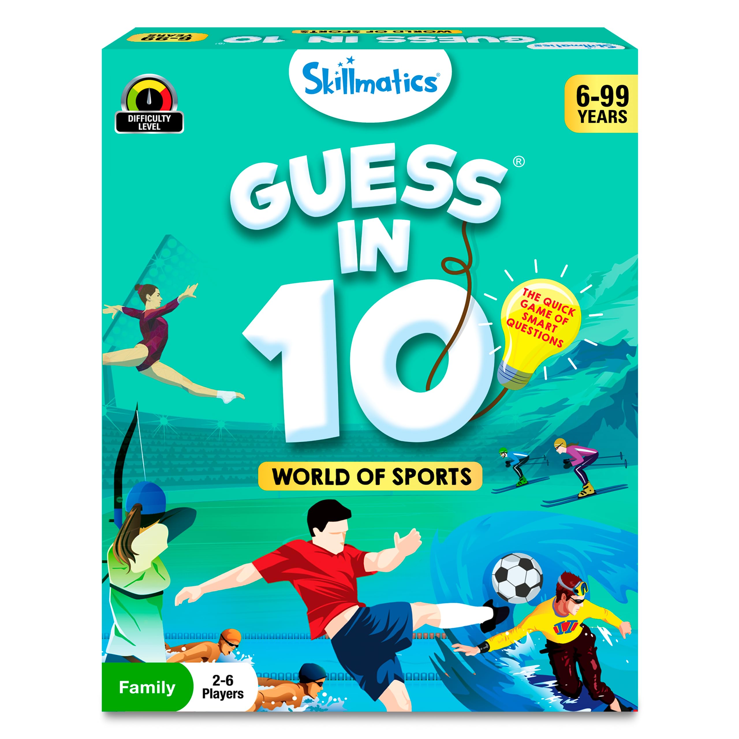 Skillmatics Guess in 10 Sports game card set ready for family game night.