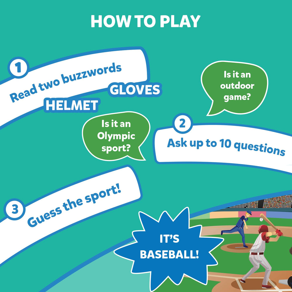 Skillmatics Guess in 10 Sports travel box keeps games organized on trips.
