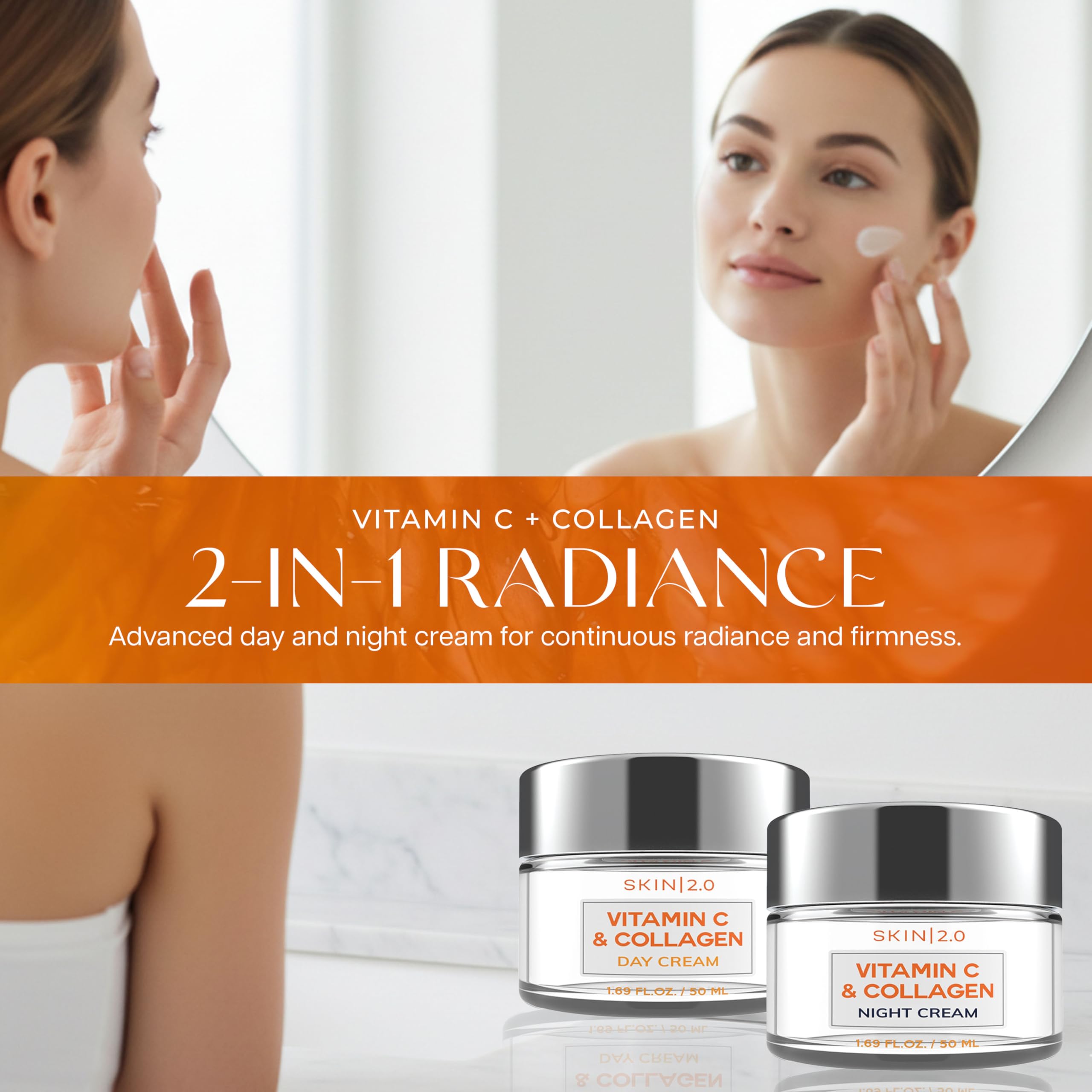 Skin 2.0 Night Cream jar ready for overnight smoothing and repair.
