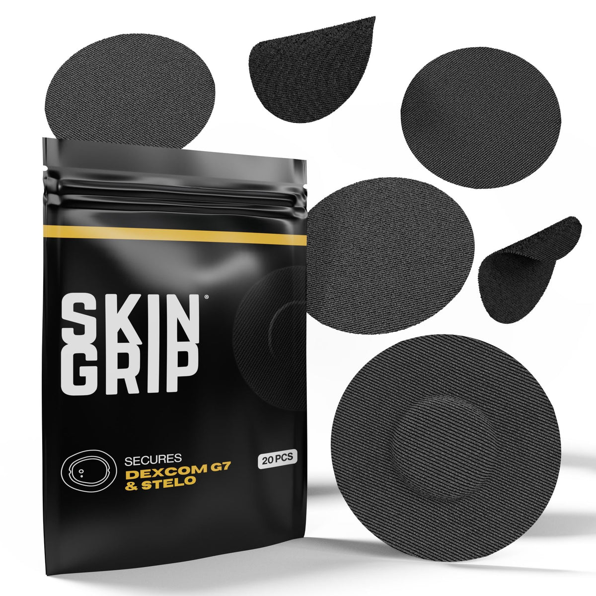 Skin Grip patch applied to a Dexcom G7 sensor for secure daily wear