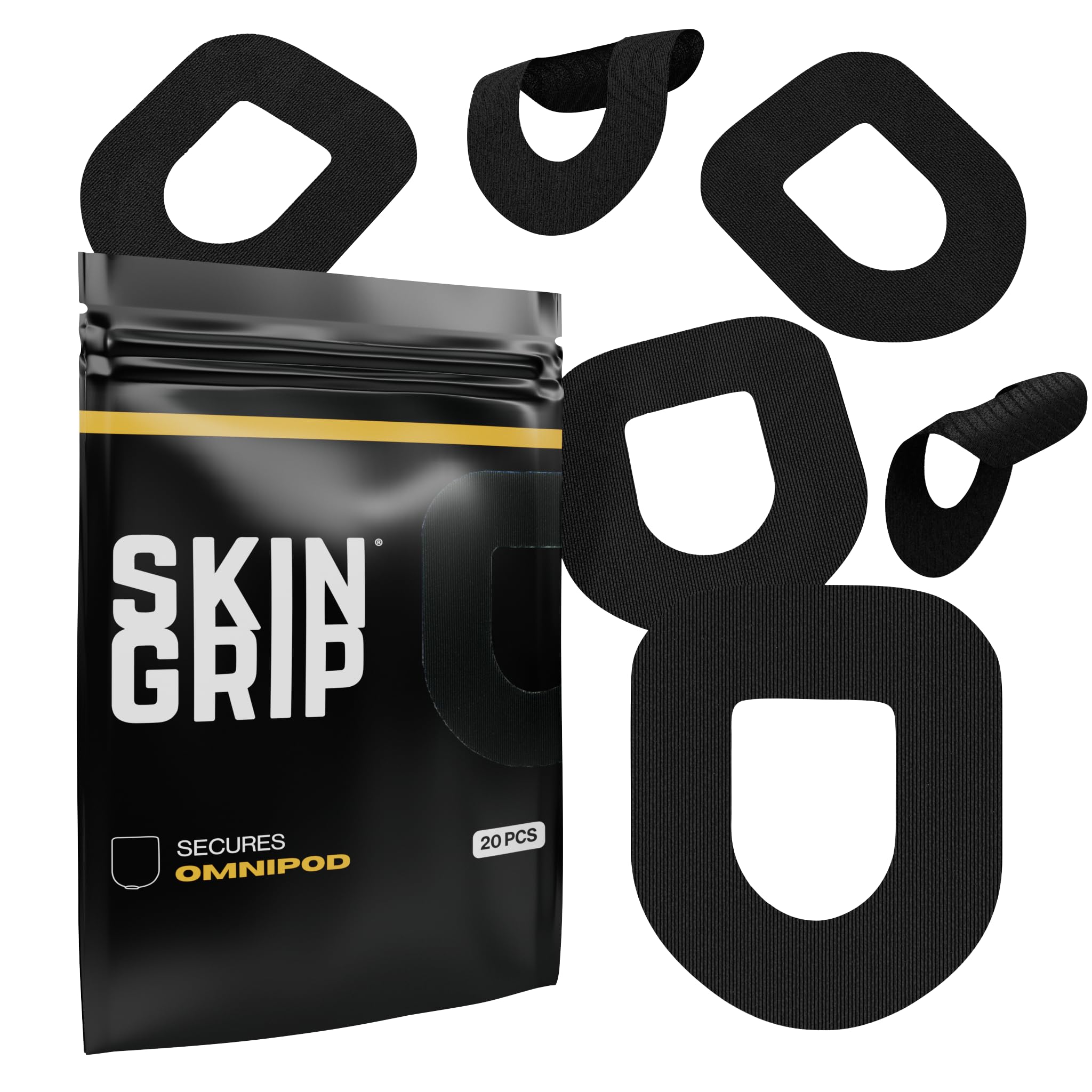 Skin Grip Insulet Omnipod 5 patch waterproof on skin securing the pump