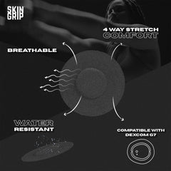 Skin Grip waterproof patch securing a sensor during shower or swim