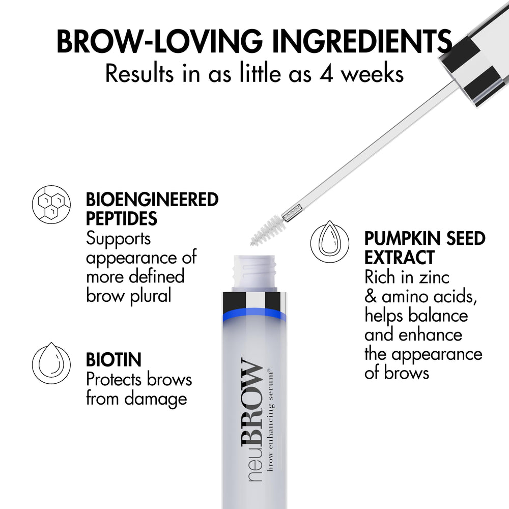 NeuBROW serum applied to the brow area for conditioning.