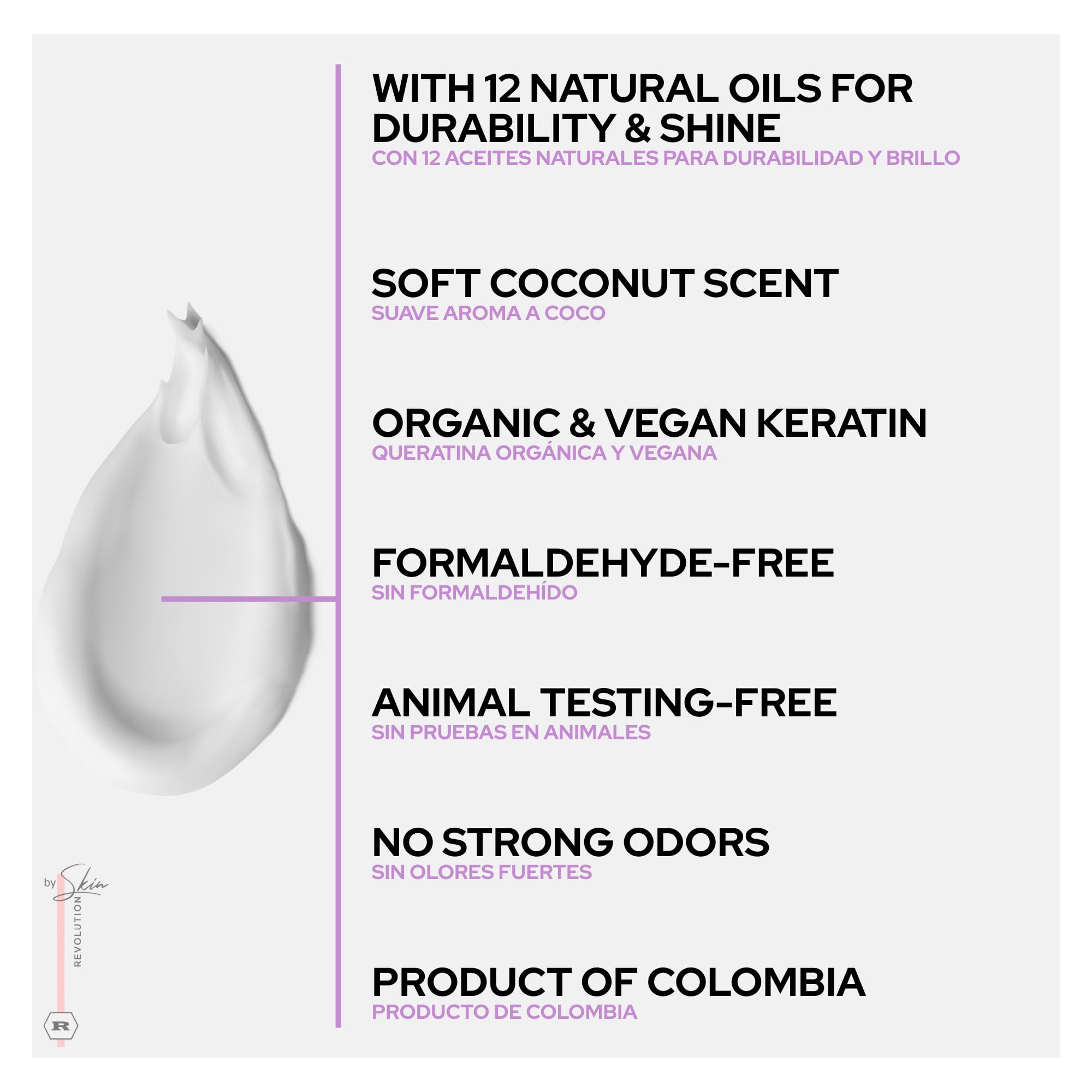 Skin Revolution organic keratin packaging emphasizing natural formula.