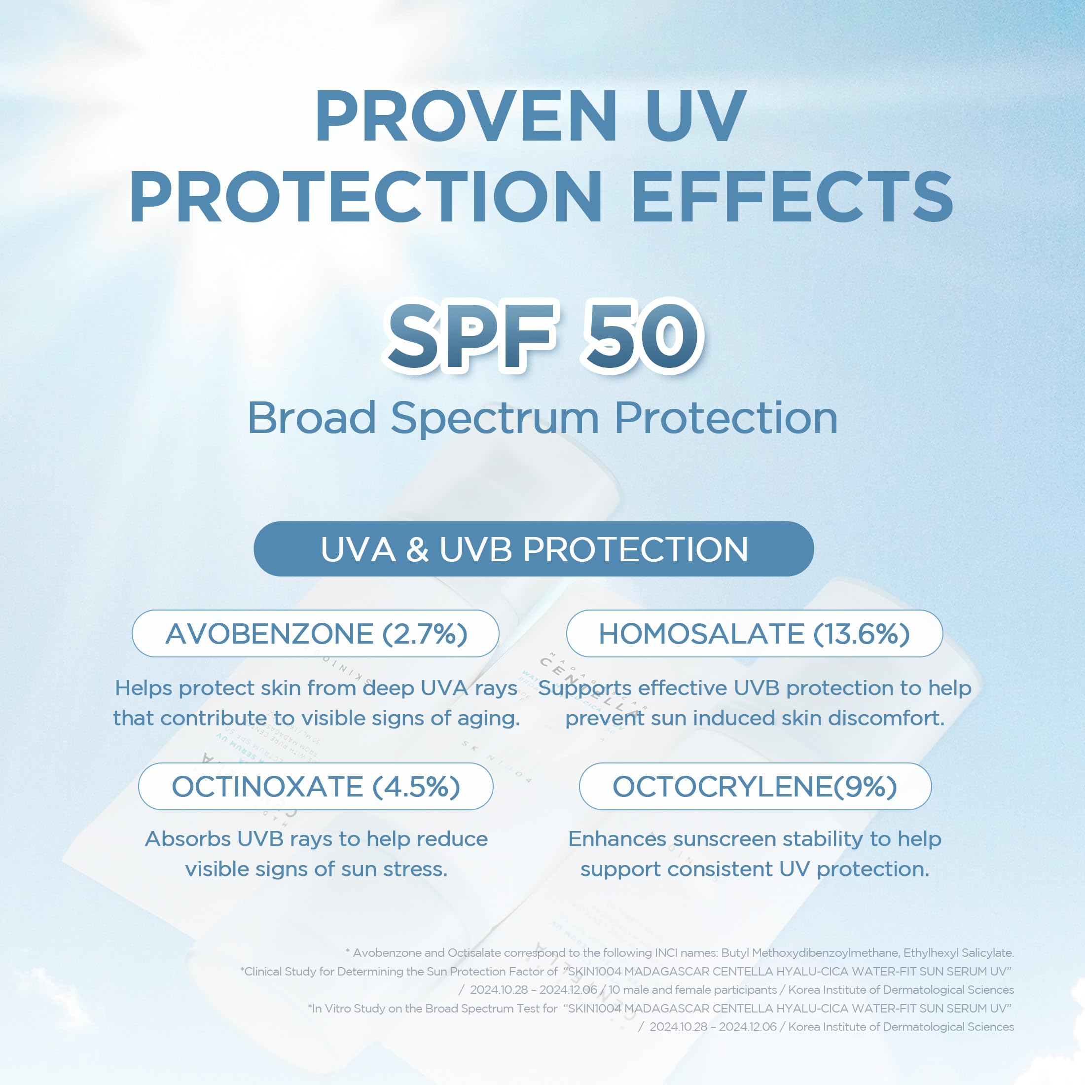 Centella and hyaluronic acid on SKIN1004 packaging suggesting soothing hydration.