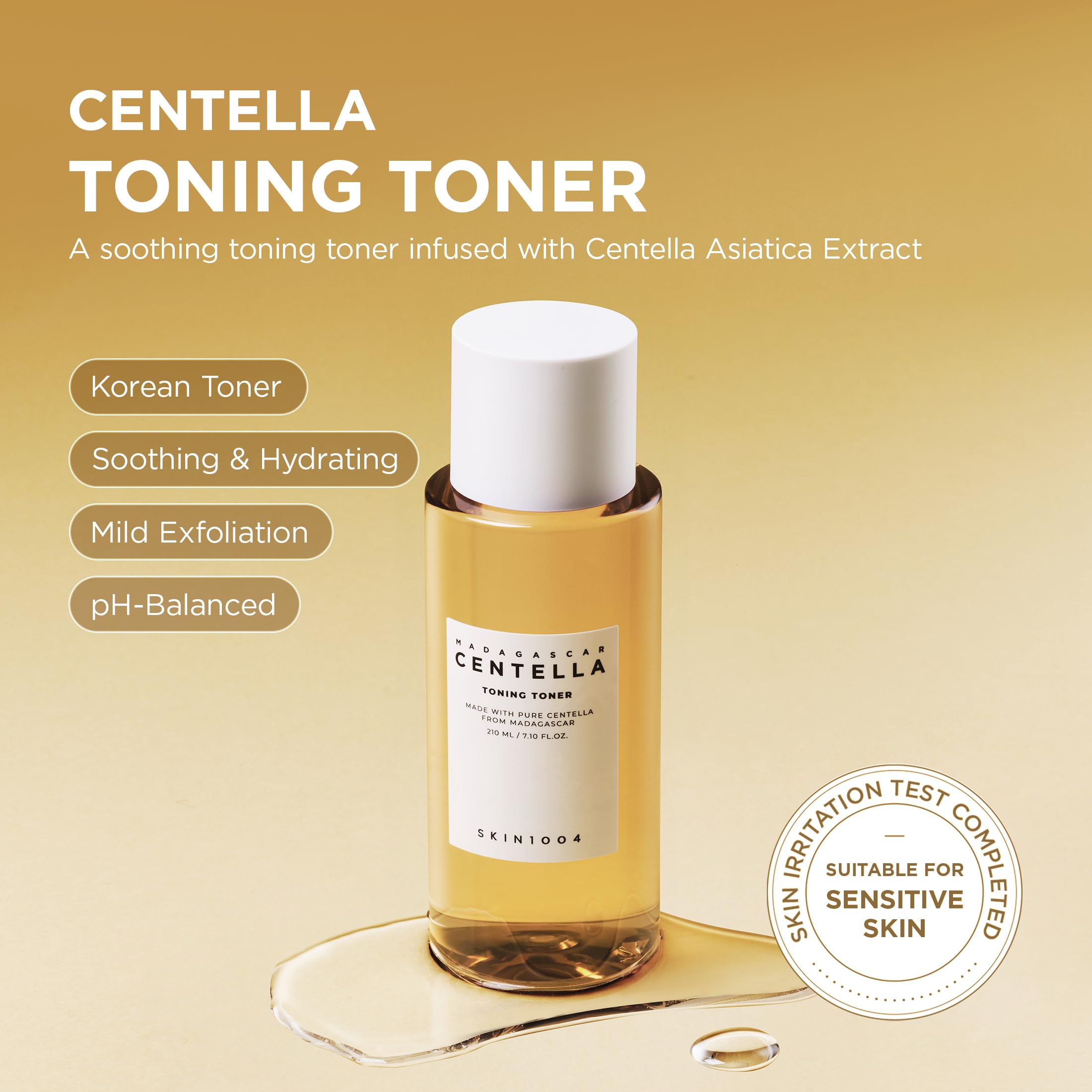 Closeup pour demonstrates gentle application for balanced skin texture.