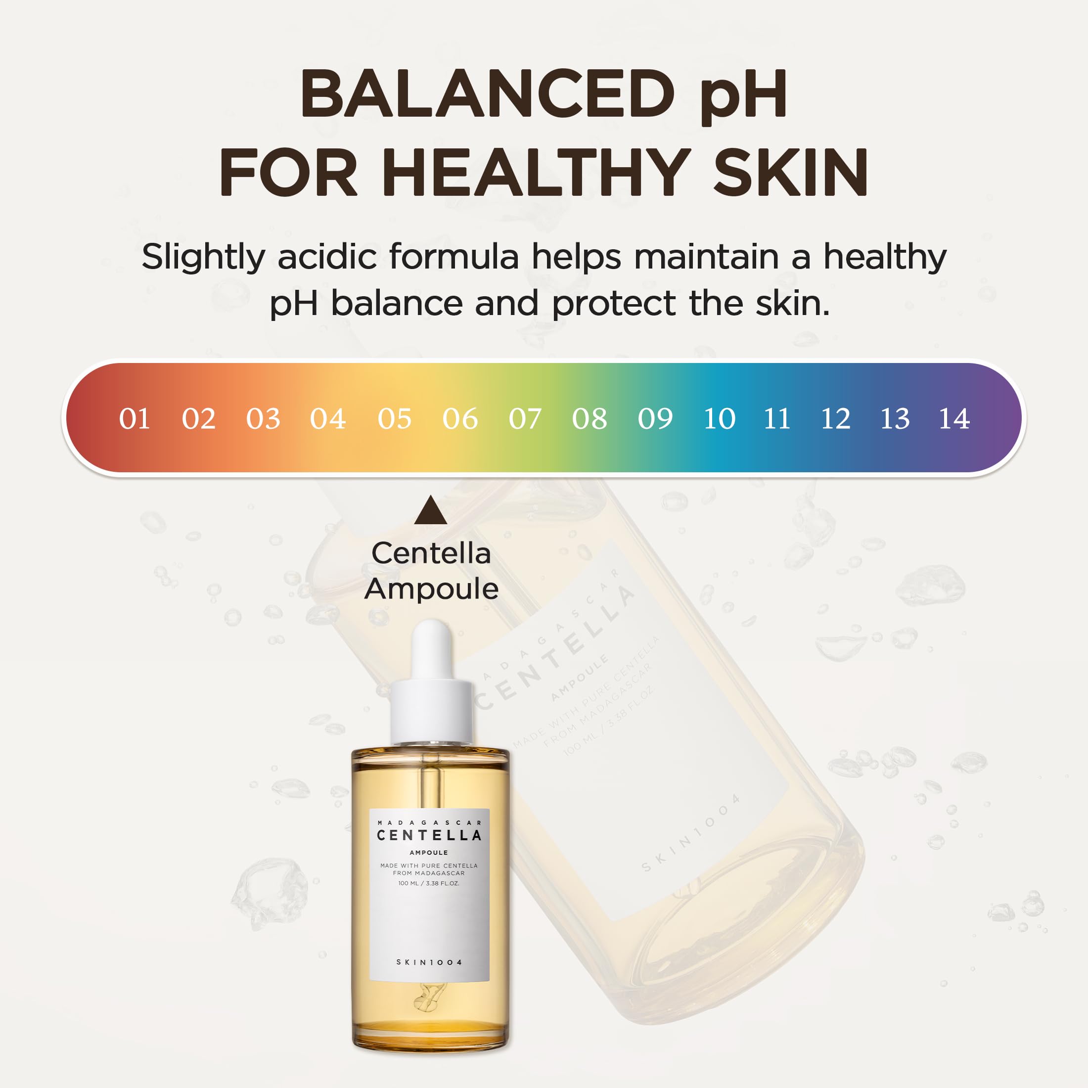 SKIN1004 visual of sensitive skin relief and non-sticky feel during application