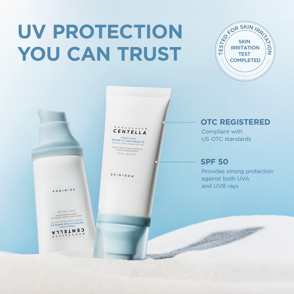 SPF50 logo on SKIN1004 label indicating broad-spectrum daily protection.