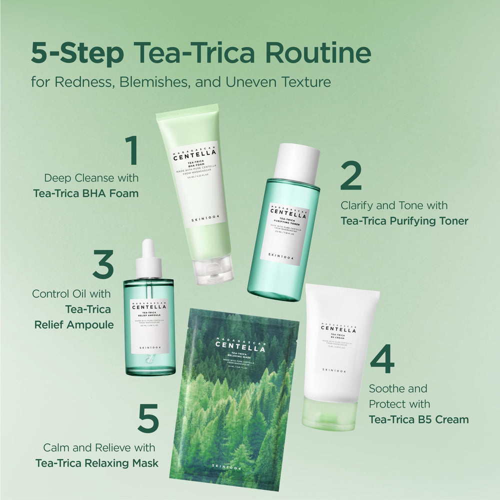 SKIN1004 Tea-Trica 20ml bottle on a skincare setup.
