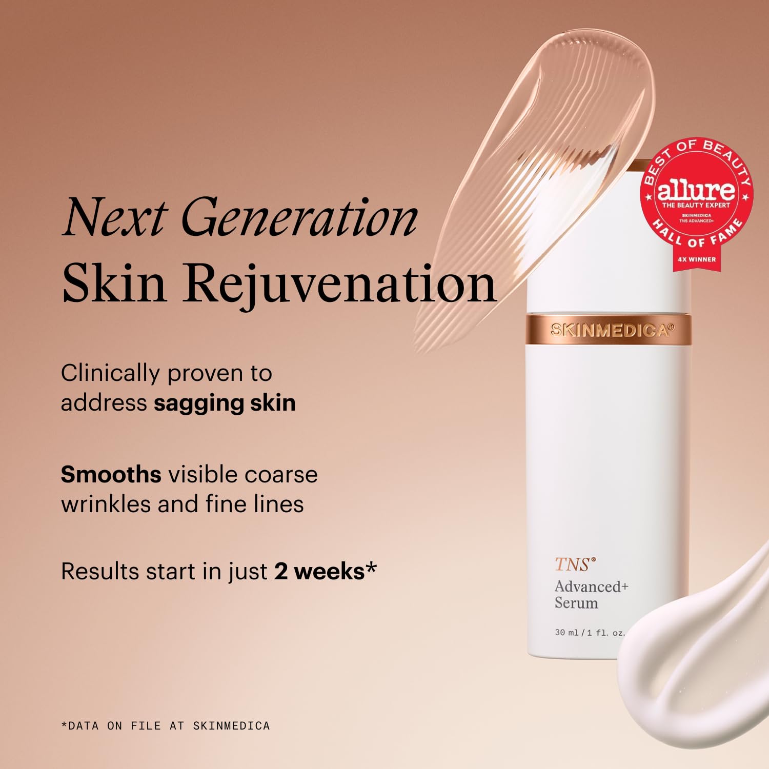 Applying SkinMedica TNS Advanced+ Serum on skin to reduce wrinkles