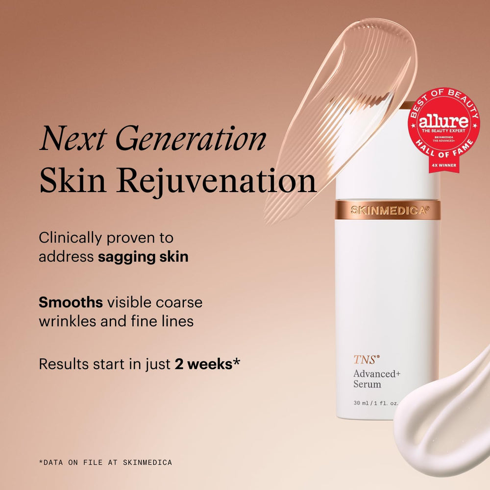 Applying SkinMedica TNS Advanced+ Serum on skin to reduce wrinkles