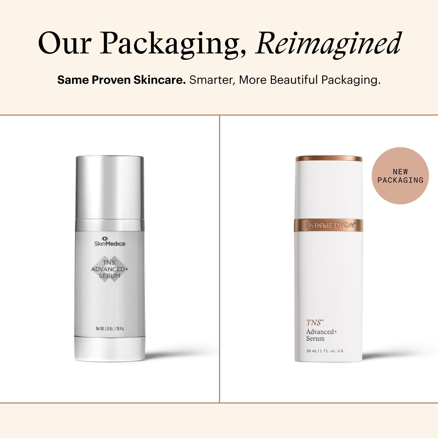 SkinMedica TNS Advanced+ Serum dual-chamber design with growth factor blend