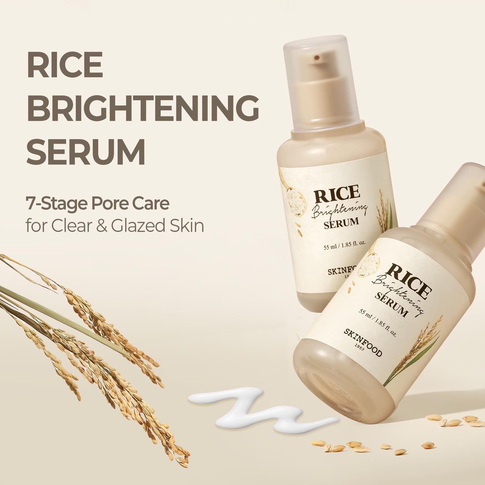 SKINFOOD 1957 Rice Serum poured into hand for easy daily application