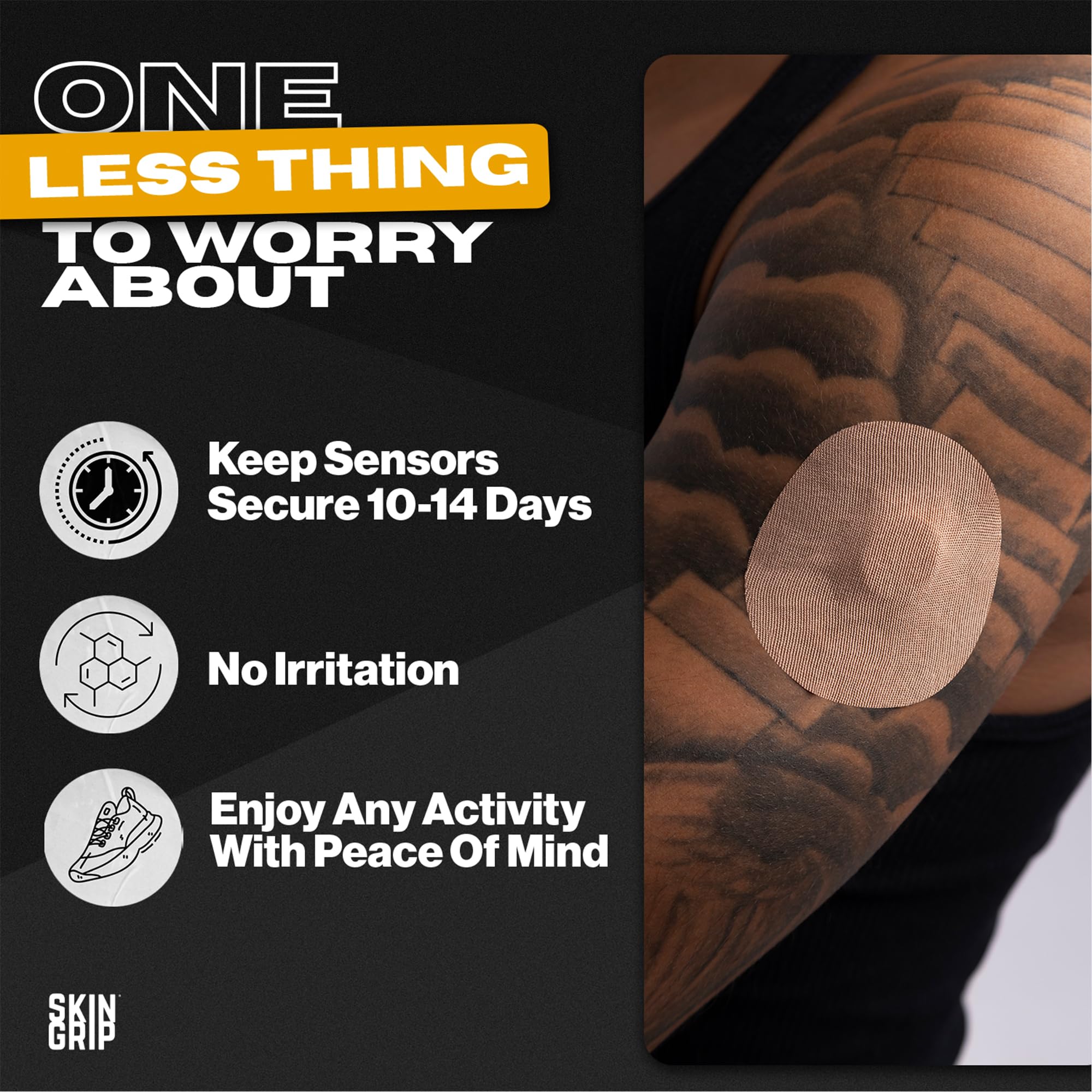Skin Grip skin friendly adhesive patch reduces irritation during long wear