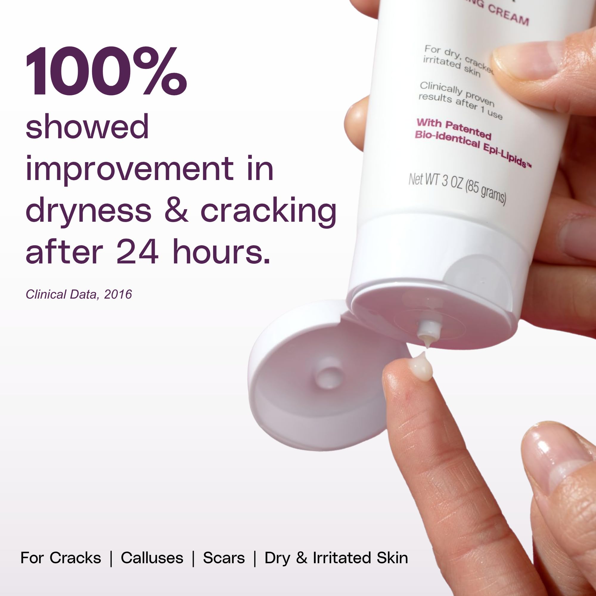 SkinIntegra Rapid Crack Repair Cream texture on hand, fast-absorbing non-greasy feel