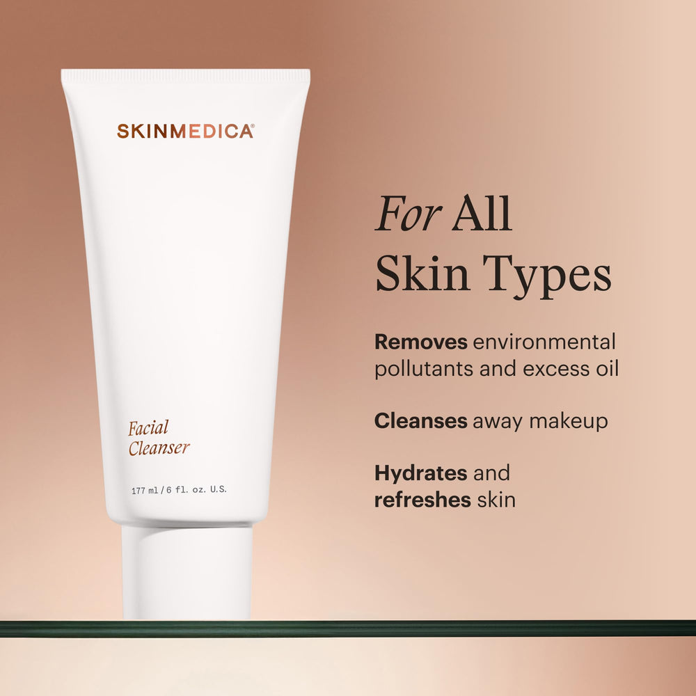 SkinMedica Facial Cleanser pump dispenser demonstrates easy daily use