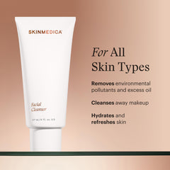 SkinMedica Facial Cleanser pump dispenser demonstrates easy daily use