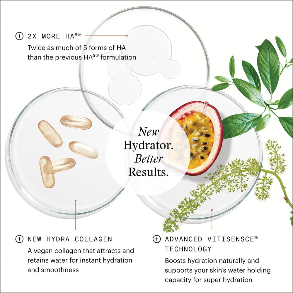 Label graphic indicating five forms of hyaluronic acid in HA5