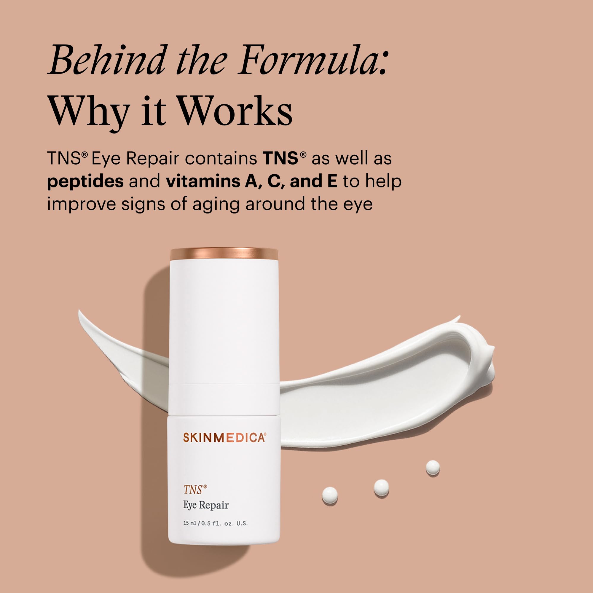 SkinMedica TNS Eye Repair Cream features vitamins A, C, and E to support eye-area skin.