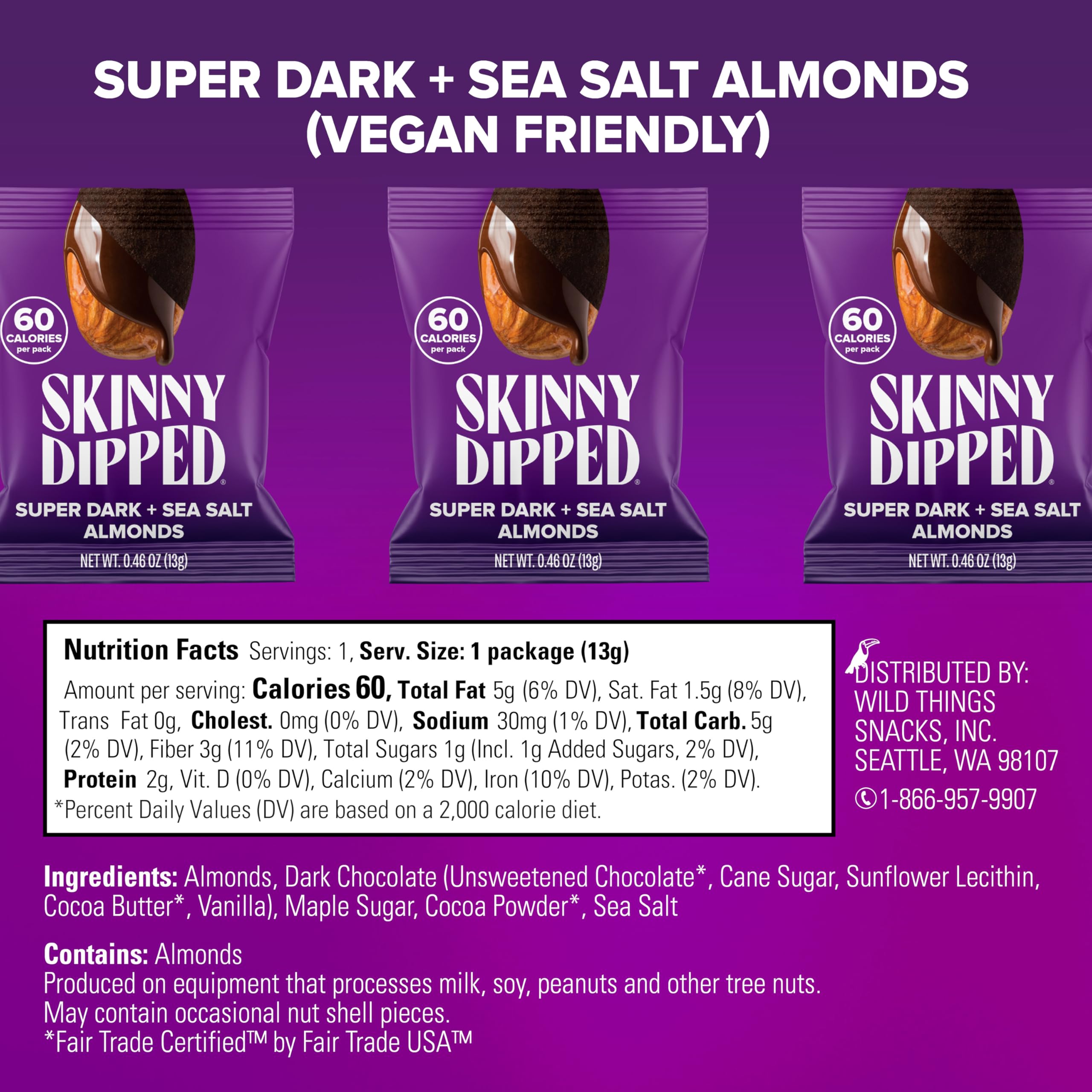 SkinnyDipped almonds with dark chocolate coating deliver rich flavor for quick cravings.